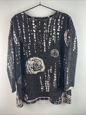 Clara Sunwoo Black & Cream Floral Knit Top Size S